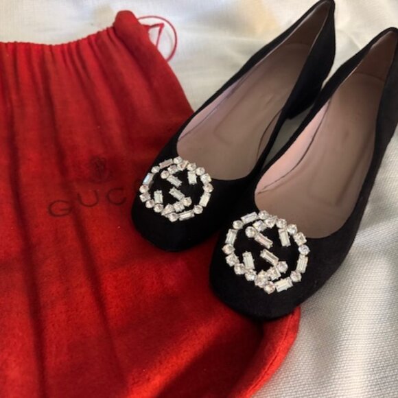 GUCCI "Sparkling GG Pump" in Black Suede - Style 353734 - WORN ONCE - Picture 1 of 8